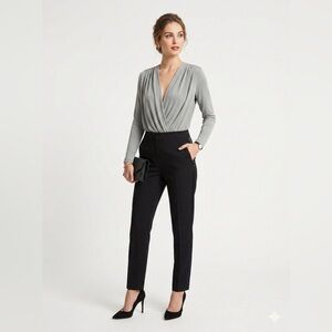 Saints Gray Blouson Long Sleeve Bodysuit Small Draped Stretch Top